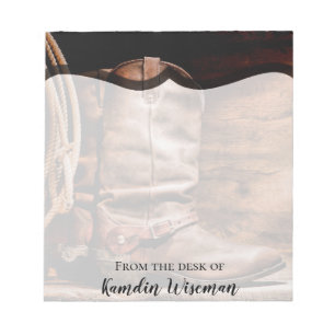 Gepersonaliseerd Notitieblok Cowboy laarzen schuur