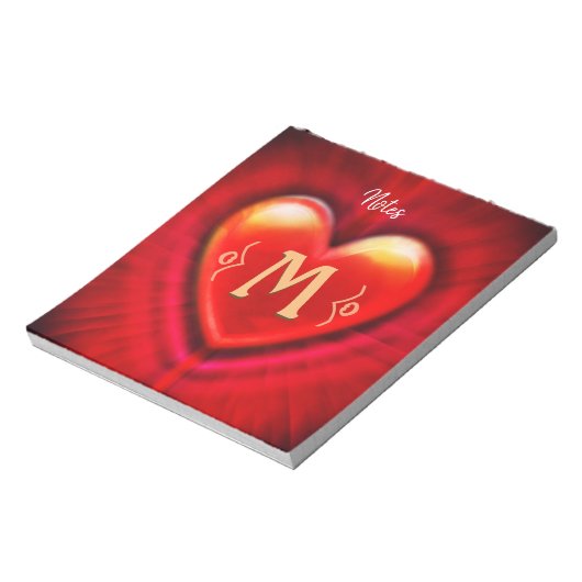 Gepersonaliseerd Notitieblok Monogram Hart ontwerp (Gedraaid)