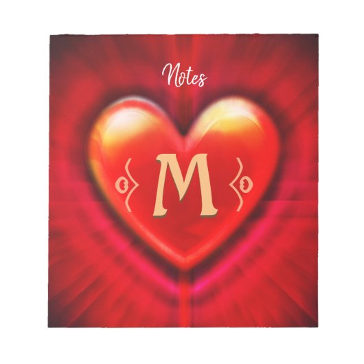 Gepersonaliseerd Notitieblok Monogram Hart ontwerp (Voorkant)