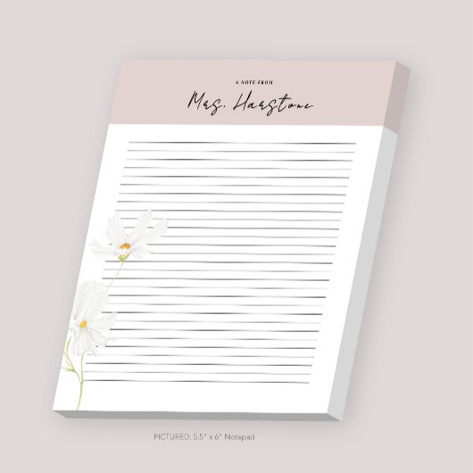 Gepersonaliseerd Notitieblok voor Docent met Bloem