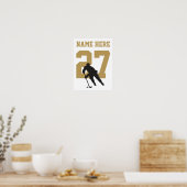 Gepersonaliseerd nummer van Hockey Player Black en Poster (Keuken)