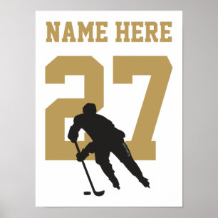 Gepersonaliseerd nummer van Hockey Player Black en Poster