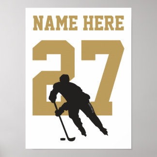 Gepersonaliseerd nummer van Hockey Player Black en Poster