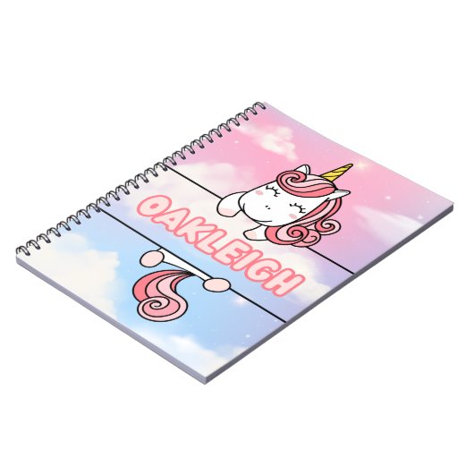 Gepersonaliseerd Oakleigh Unicorn Girlie Notitiebo Notitieboek (Linkerzijde)