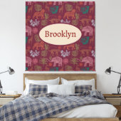 Gepersonaliseerd Oerwoud Safari Roze Canvas Afdruk (Insitu (Slaapkamer))