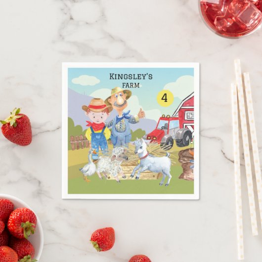 Gepersonaliseerd Old MacDonald's Pig Boerderij Servet (Insitu)