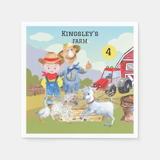 Gepersonaliseerd Old MacDonald's Pig Boerderij Servet (Voorkant)