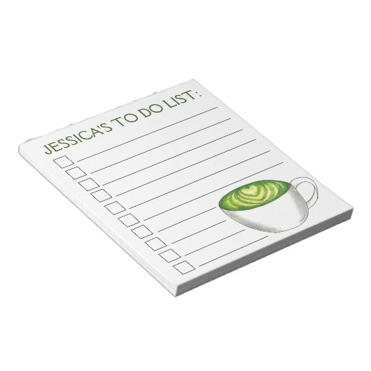 Gepersonaliseerd om het groene thea van Matcha te  Notitieblok (Schuin)