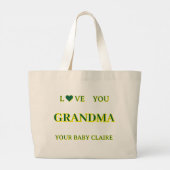 Gepersonaliseerd Oma Script Groot geel & groen Grote Tote Bag (Achterkant)