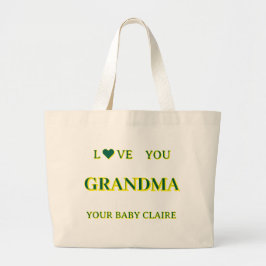 Gepersonaliseerd Oma Script Groot geel & groen Grote Tote Bag