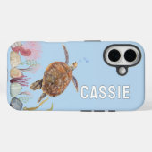 Gepersonaliseerd onder het Zee Turtle Blue Case-Mate iPhone Case (Achterkant (horizontaal))