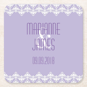 Gepersonaliseerd Onderzetter Lila Paars Damask