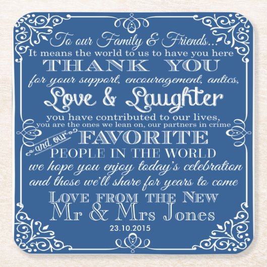 gepersonaliseerd onderzetter voor de bruiloft van  (Voorkant)