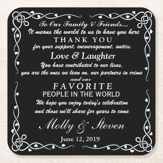 gepersonaliseerd onderzetter voor de bruiloft van  (Voorkant)