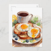 Gepersonaliseerd Ontbijt Ei Toast Koffie Eten Food Feestdagenkaart (Voorkant / Achterkant)