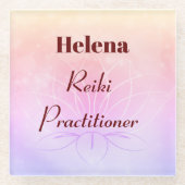 gepersonaliseerd ontwerp van Reiki Practitioner Glazen Onderzetter (Voorkant)