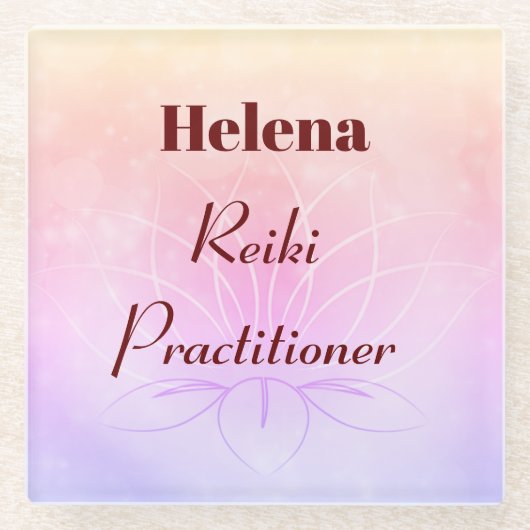 gepersonaliseerd ontwerp van Reiki Practitioner Glazen Onderzetter (Voorkant)