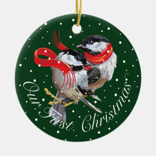Gepersonaliseerd Onze 1e Kerstmis Keramisch Ornament (Voorkant)