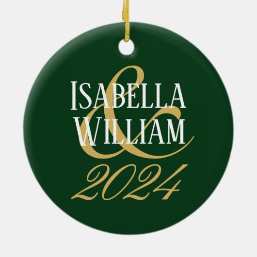 Gepersonaliseerd Onze 1e Kerstmis Keramisch Ornament (Achterkant)