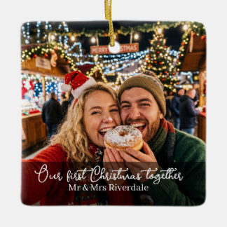 Gepersonaliseerd onze eerste kerst samen keramisch ornament