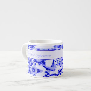 Gepersonaliseerd oosterse vogel- en bladpatroon espresso kop