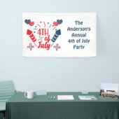 Gepersonaliseerd op 4 juli Fireworks Red White Blu Spandoek (Beurs)