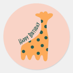 Gepersonaliseerd oranje giraffe ronde sticker