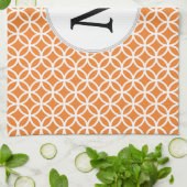 Gepersonaliseerd Oranje monogram-dubbel-ringpatroo Theedoek (Gevouwen)
