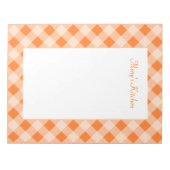Gepersonaliseerd Oranje Notitieblok Gingham (Voorkant)