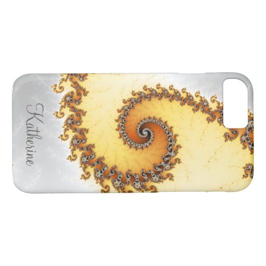 Gepersonaliseerd Oranje wervelfractal Case-Mate iPhone Case (Achterkant (Horizontaal))