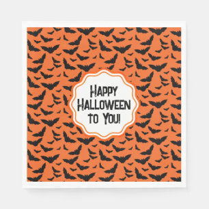 Gepersonaliseerd Oranje zwarte vleermuizen Hallowe Servet