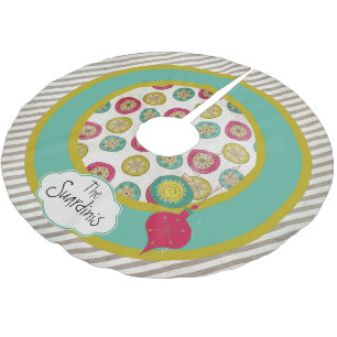 Gepersonaliseerd orbeensvlokken en Ornamenten Kerstboom Rok