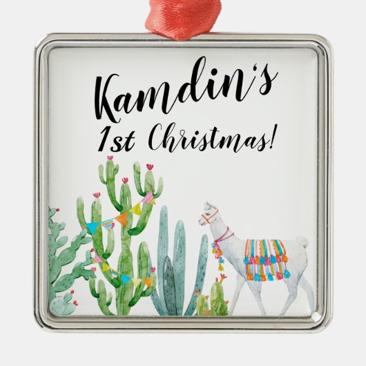 Gepersonaliseerd Ornament Boho Llama Bohemian Cact (Voorkant)