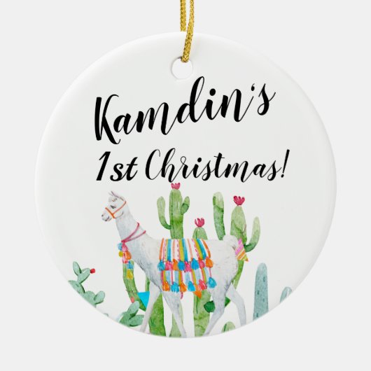 Gepersonaliseerd Ornament Boho Llama Bohemian Cact (Voorkant)
