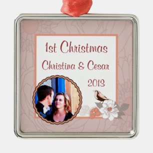 Gepersonaliseerd Ornament Roze/Bruin Bloemen Lov