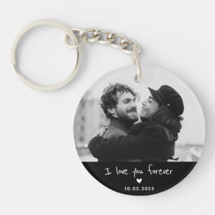 Gepersonaliseerd paar foto script en datum sleutelhanger