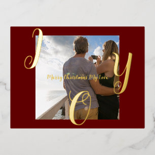 Gepersonaliseerd paar Joy Merry kerst Folie Feestdagen Briefkaart