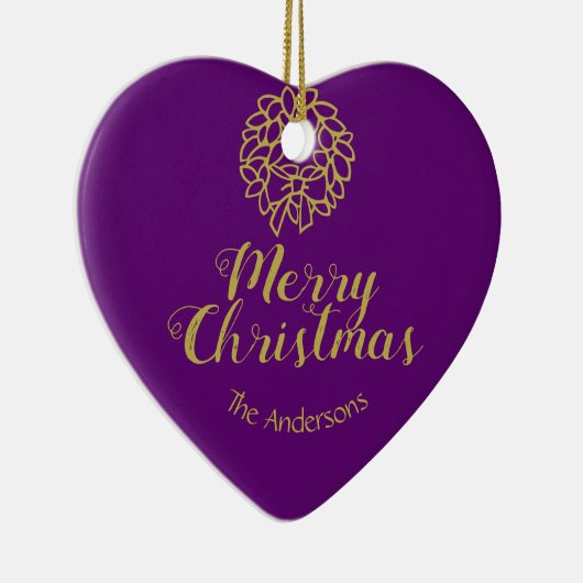 gepersonaliseerd Paars hart weeshuis Keramisch Ornament (Rechts)