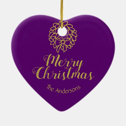 gepersonaliseerd Paars hart weeshuis Keramisch Ornament (Achterkant)