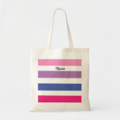 Gepersonaliseerd Paars met striped roze Tote Bag (Voorkant)