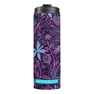 Gepersonaliseerd Paars Paisley Thermosbeker