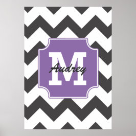 Gepersonaliseerd Paars Power Chevron Pattern Poster