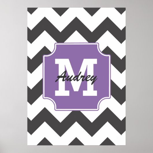 Gepersonaliseerd Paars Power Chevron Pattern Poster (Voorkant)