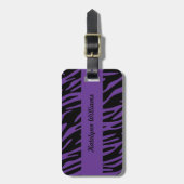 Gepersonaliseerd Paars Zebra Stripe Bagagelabel (Voorkant verticaal)