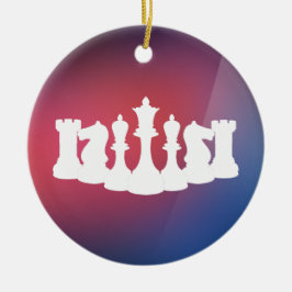 Gepersonaliseerd Paarse, Blauw en Wit Schaken Orna Keramisch Ornament