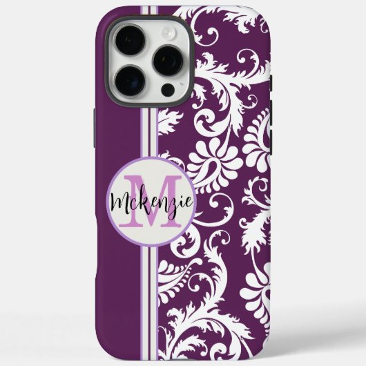 Gepersonaliseerd Paarse damast patroon Case-Mate iPhone Case (Achterkant)