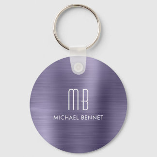 Gepersonaliseerd Paarse monogram Sleutelhanger