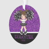 Gepersonaliseerd Paarse & Zwart Cheerleading Ornam Ornament (voorkant)