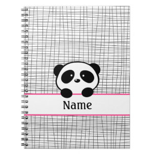Gepersonaliseerd Panda Beer roze zwart Notitieboek