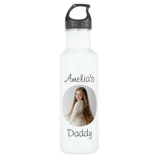 Gepersonaliseerd papa cadeau - Aangepast gezicht - Waterfles (Voorkant)